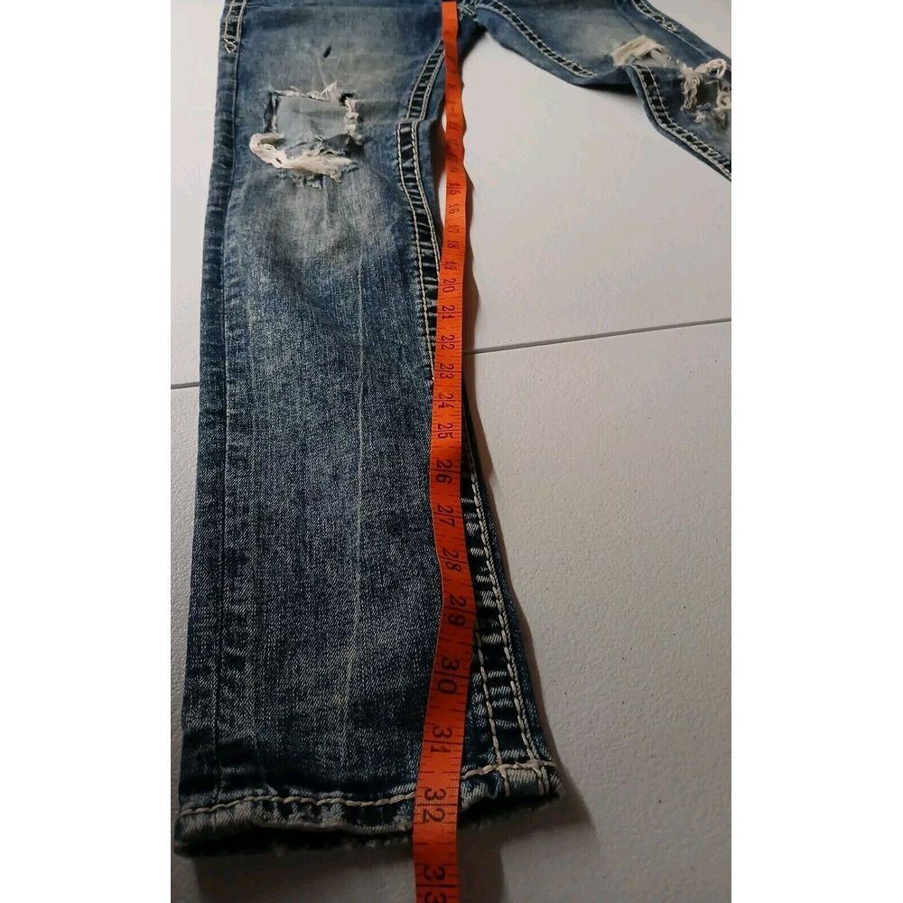 Rock Revival Blue Skinny Jeans with Embroidered Pockets - Picture 4 of 10